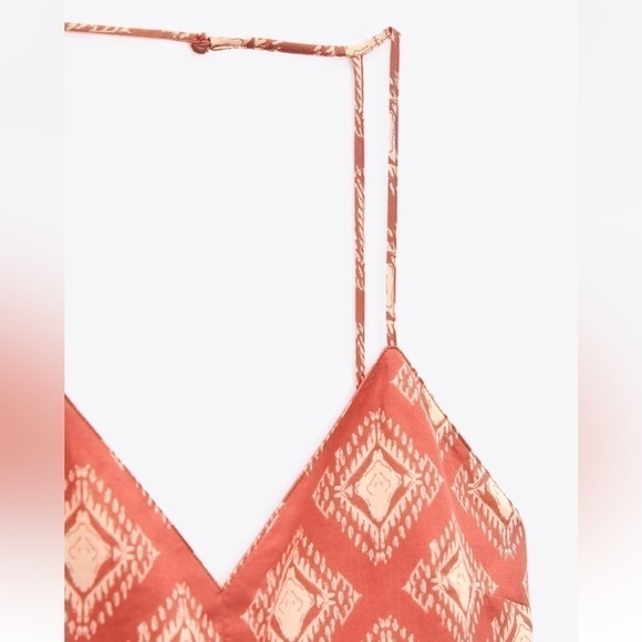 Zara LONG PRINT JUMPSUIT TERRACOTTA SZ US XL - Picture 8 of 11